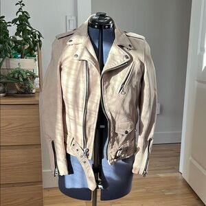 Schott Beige Leather Moto Jacket